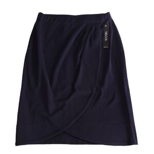 NWT Misook XL Blue Pleated Stretch Waist Tulip Petal Skirt